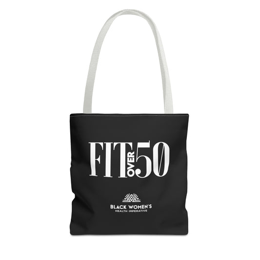 "Fit Over 50" Black Tote Bag