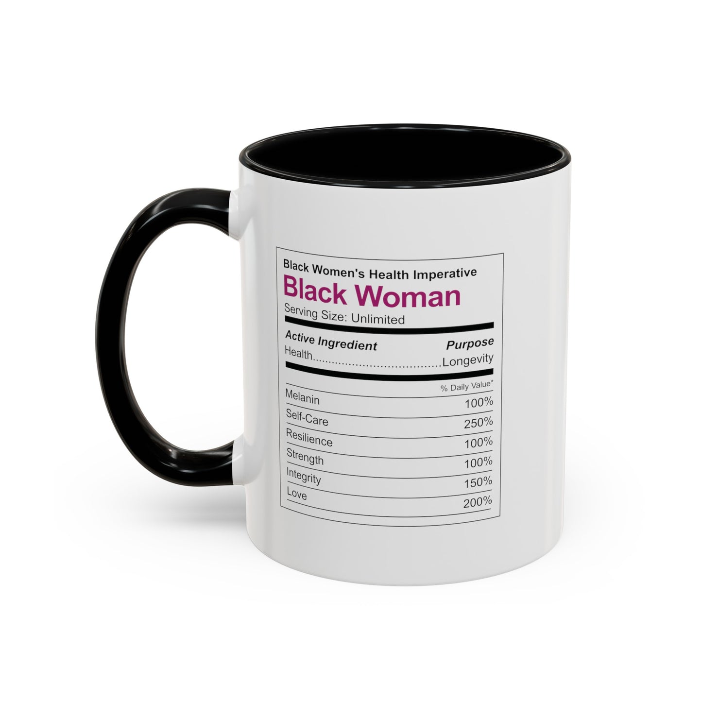 "Black Woman Ingredients" Accent Coffee Mug, 11oz